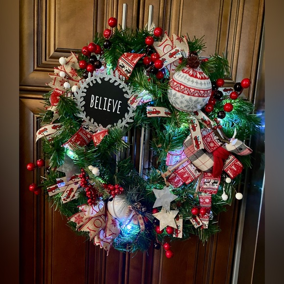 Handmade Farmhouse Holiday Wreath - Picture 6 of 7